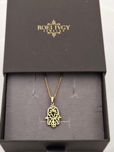 14K Gold Pomegranate Hamsa