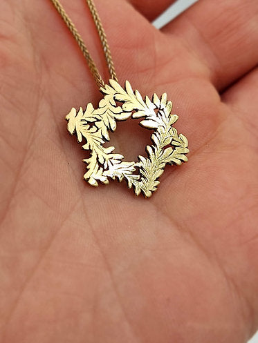 Gold Star of David with Olive Tree Branch, 14K