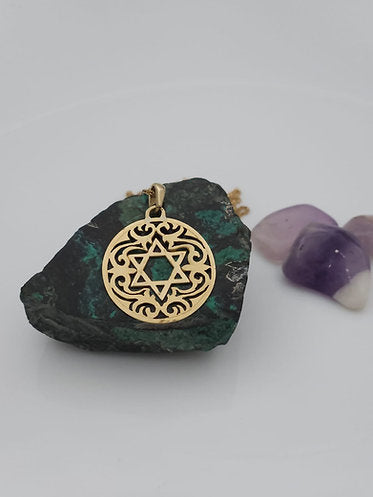 Ornate Star of David Pendant in 14K Gold