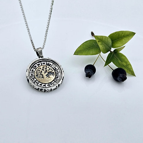 Silver Pendant Combined with 14K Yellow Gold