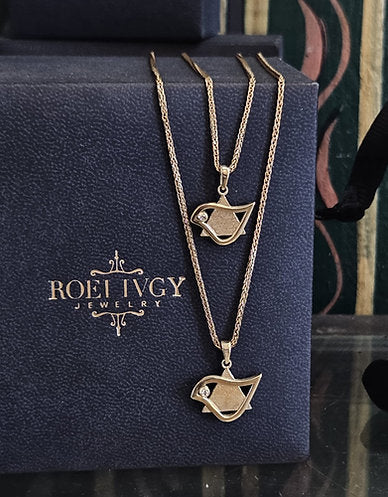 14K Gold Dove Star of David Pendant