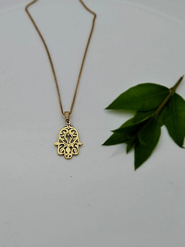 14K Gold Pomegranate Hamsa