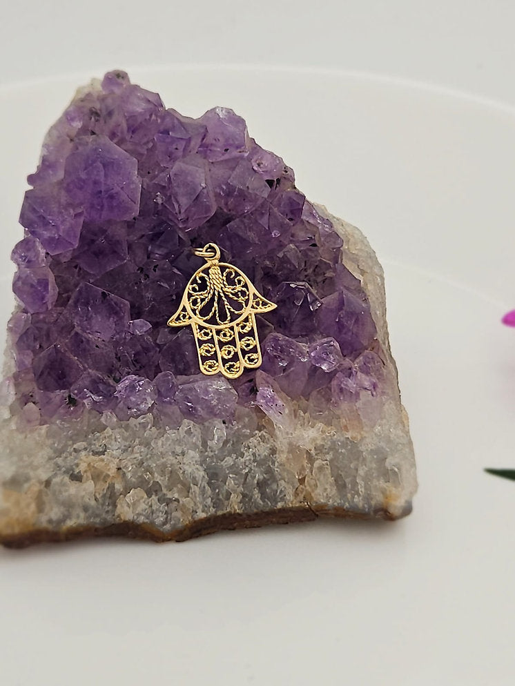 14K Gold Hamsa Pendant