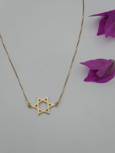 14K Gold Star of David Pendant - 20mm