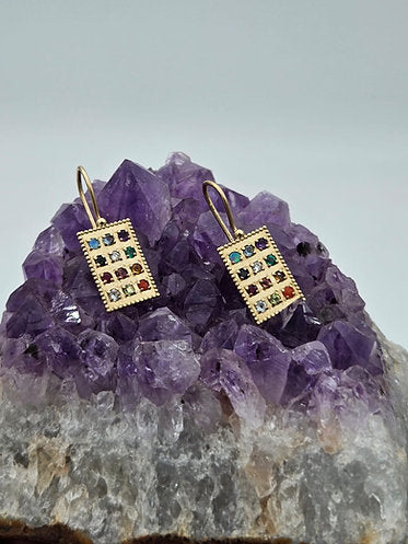 Hoshen Breastplate Earrings with Natural Gemstones and Diamond
