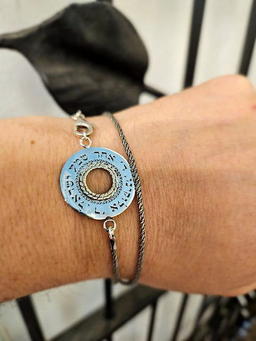 צמיד שמע ישראל לנשים וגברים כסף סטרלינג וזהב 14 קראט