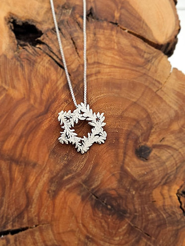 Star of David Olive Tree Branches, Sterling Silver