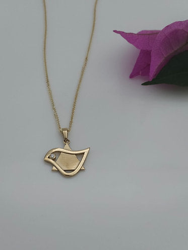 14K Gold Dove Star of David Pendant