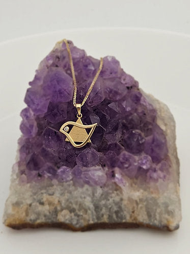 14K Gold Dove Star of David Pendant
