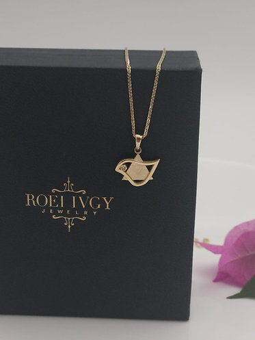 14K Gold Dove Star of David Pendant
