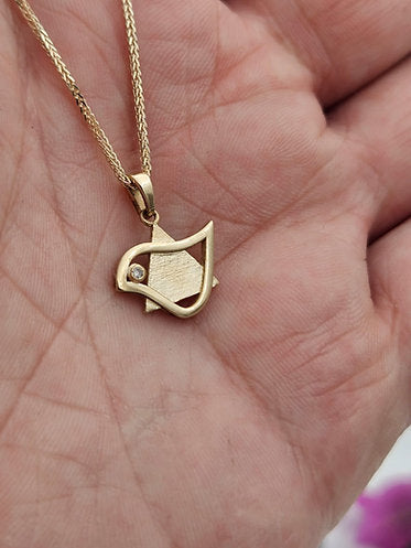 14K Gold Dove Star of David Pendant