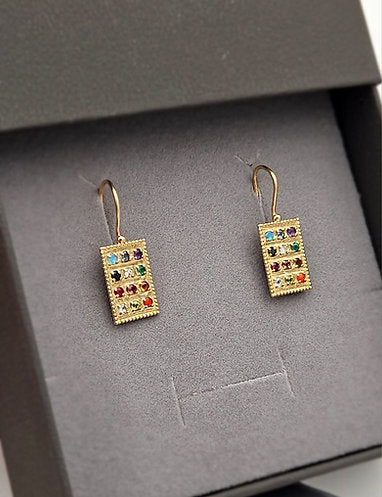 Hoshen Breastplate Earrings with Natural Gemstones and Diamond