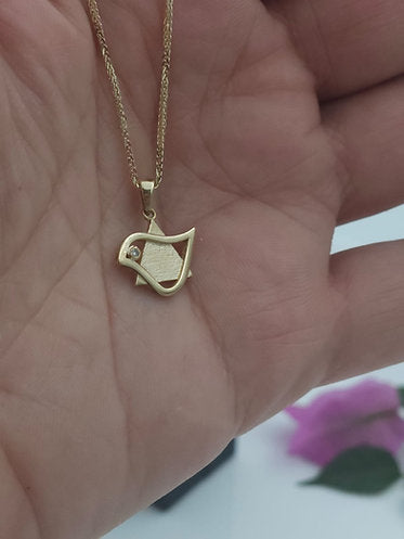 14K Gold Dove Star of David Pendant