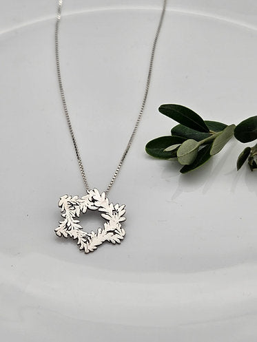Star of David Olive Tree Branches, Sterling Silver