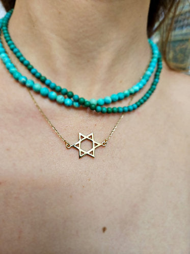 14K Gold Star of David Pendant - 20mm