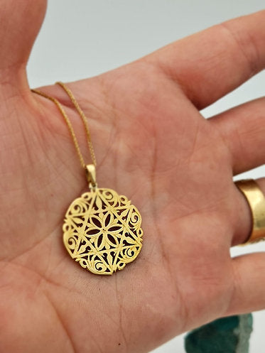 Star of David and Flower of Life Pendant in 14K Gold