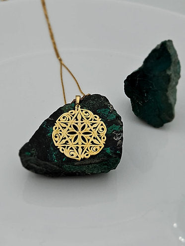 Star of David and Flower of Life Pendant in 14K Gold