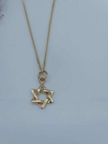 14K Gold Woven Star of David Pendant - 10mm