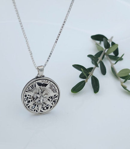 "Bereshit" Pendant – 14K Gold Tree of Life, Side 1: Seven Days of Creation, Side 2: Psalm Verse "Hallelu El Bekodsho"