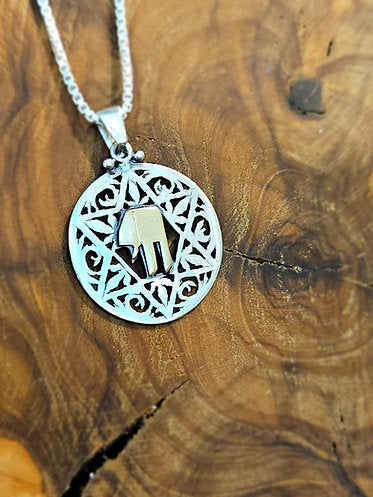 Star of David and Chai, Sterling Silver with 14K Gold
