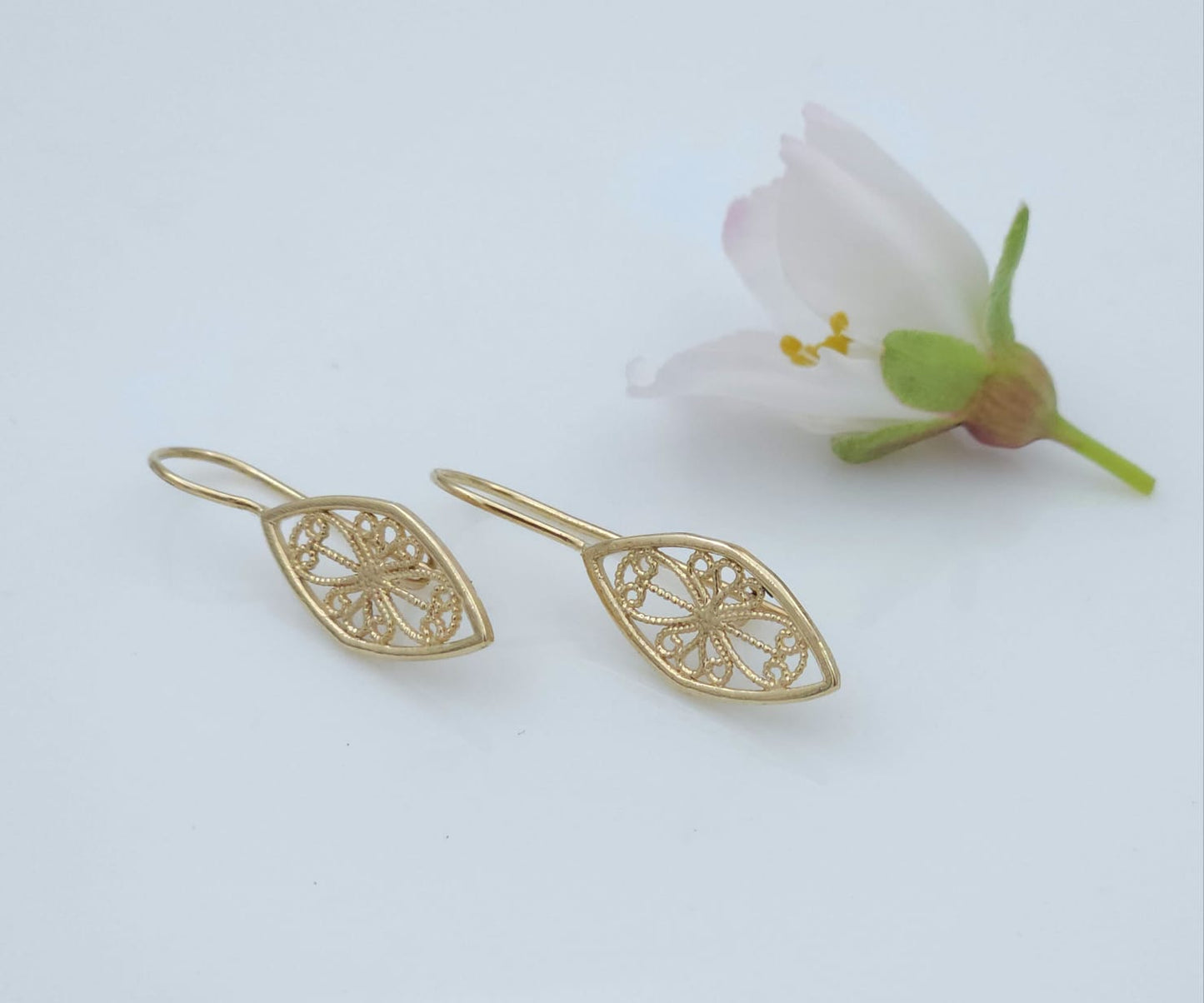 14K Gold Filigree Earrings