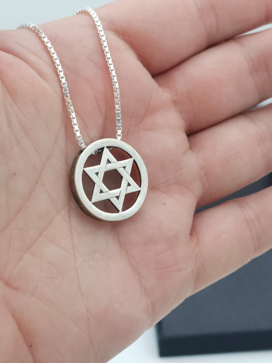 מגן דוד עגול חלק מכסף