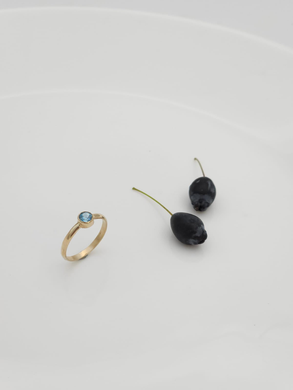 14K Gold Ring Set with Blue Topaz