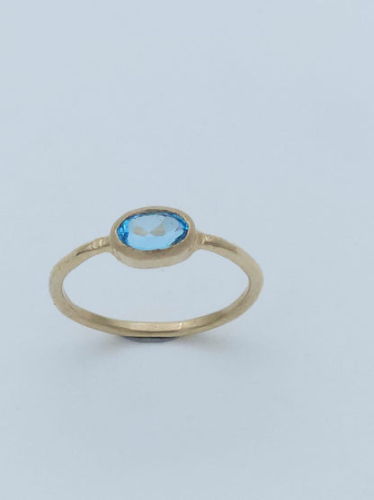 14K Gold Ring with Blue Topaz