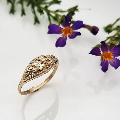 Delicate 14K Gold Lace Ring