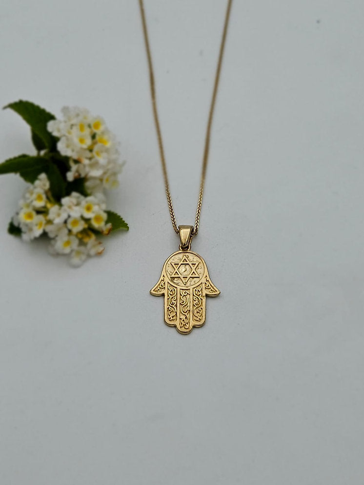 Hamsa and Star of David, 14K Gold