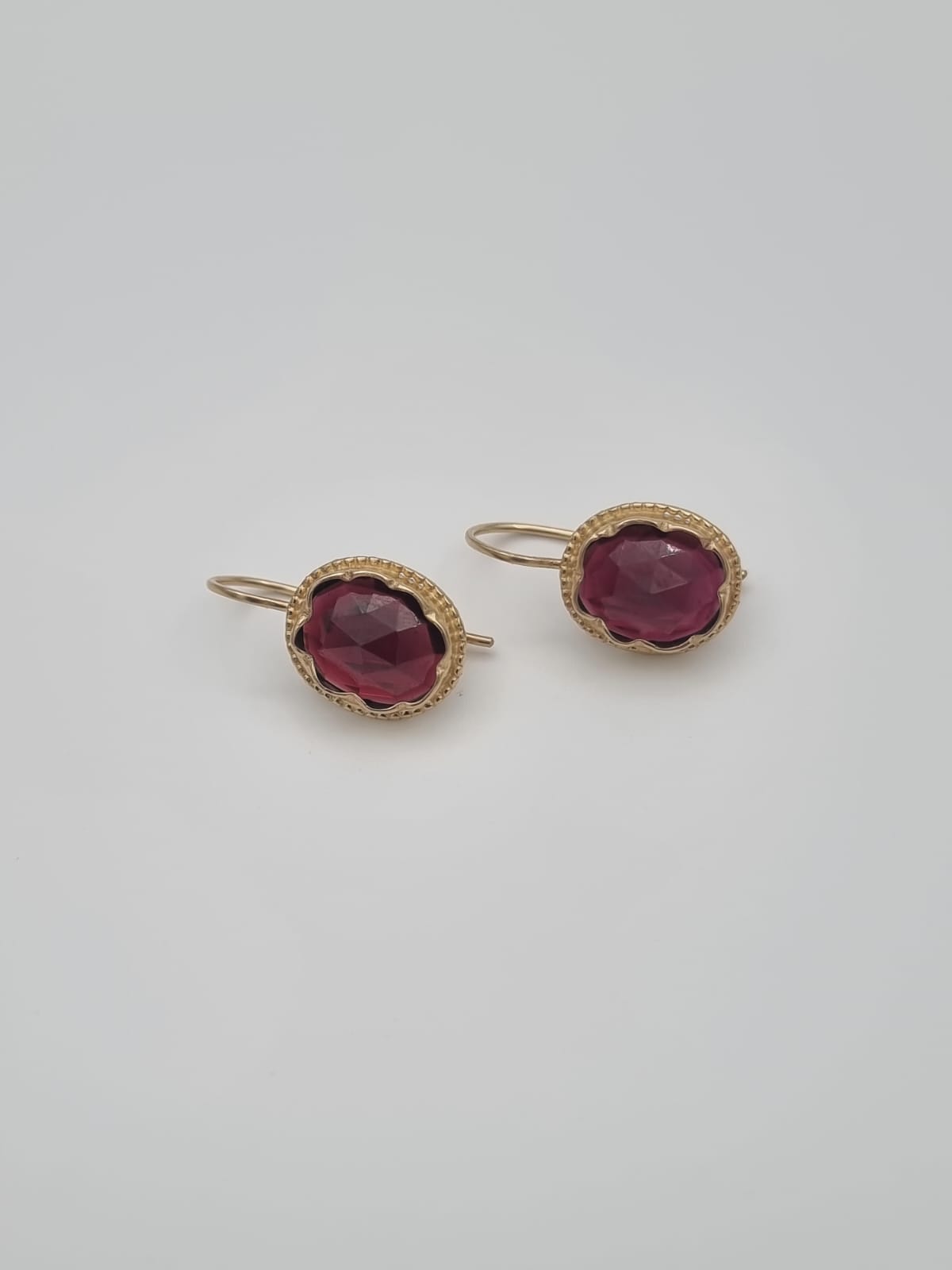 14K Gold Earrings with Garnet Stones