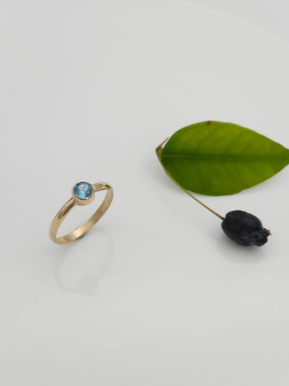 14K Gold Ring Set with Blue Topaz