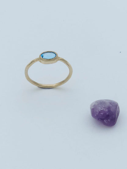 14K Gold Ring with Blue Topaz