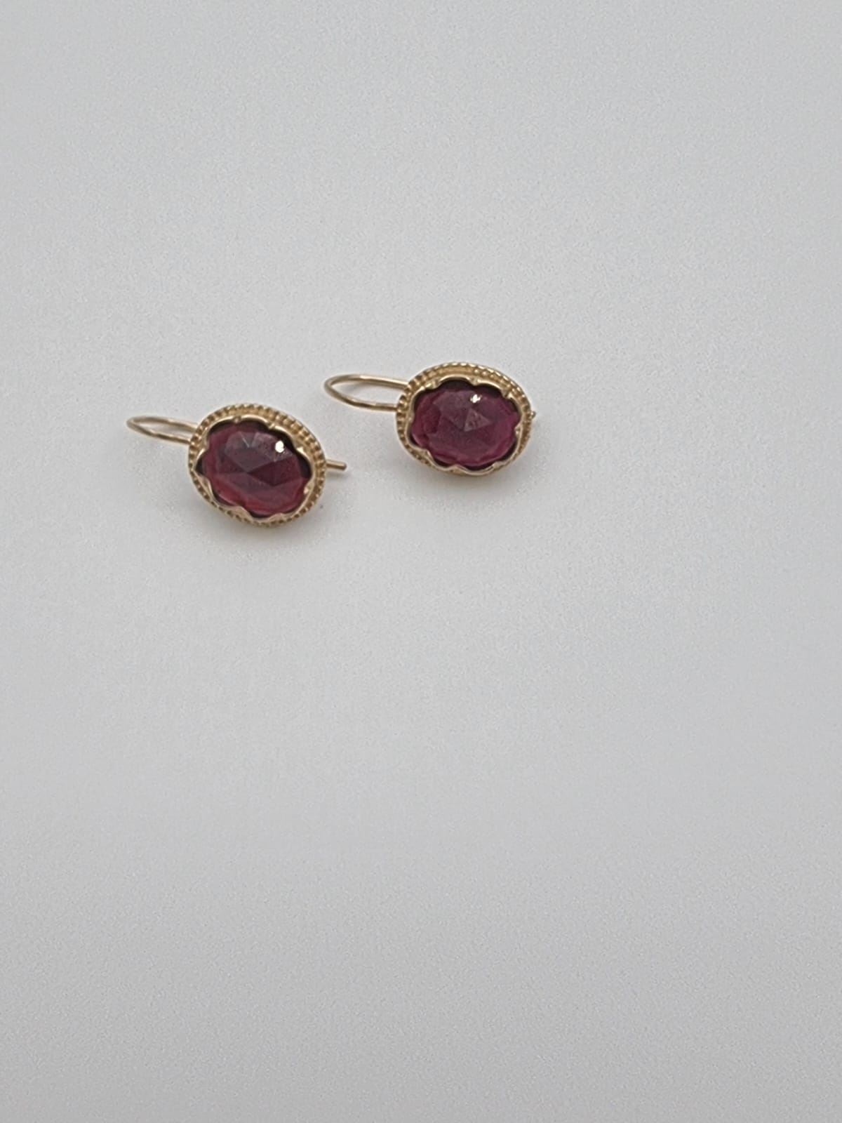 14K Gold Earrings with Garnet Stones