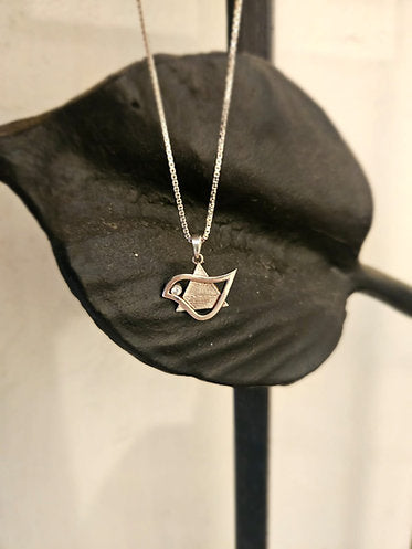 Silver Star of David with Dove, Set with a Diamond